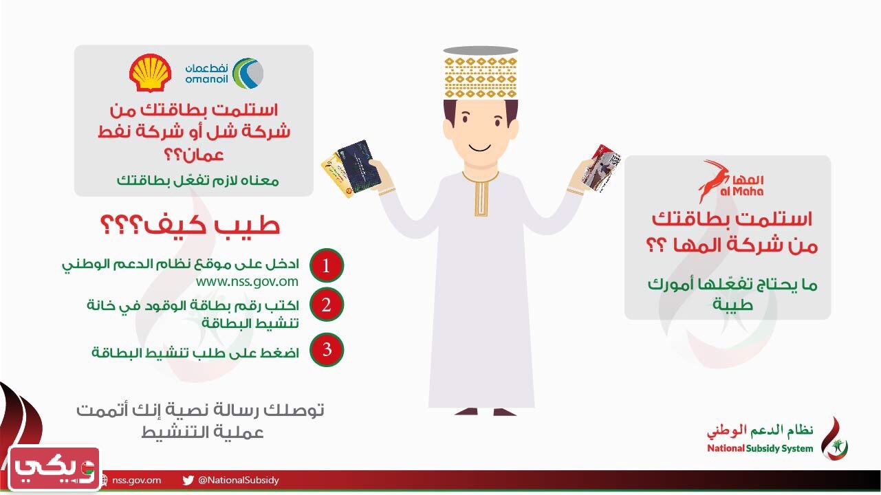 خطوات تنشيط بطاقة دعم الوقود